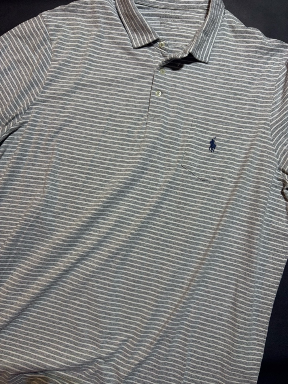 Men's Polo Ralph Lauren Polo in Grey and white stripe (Size XXL)